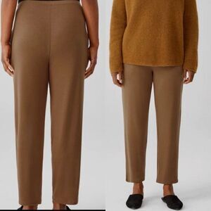 Eileen Fisher Tencel Organic Cotton Tapered Ankle Pant Brown Size XL